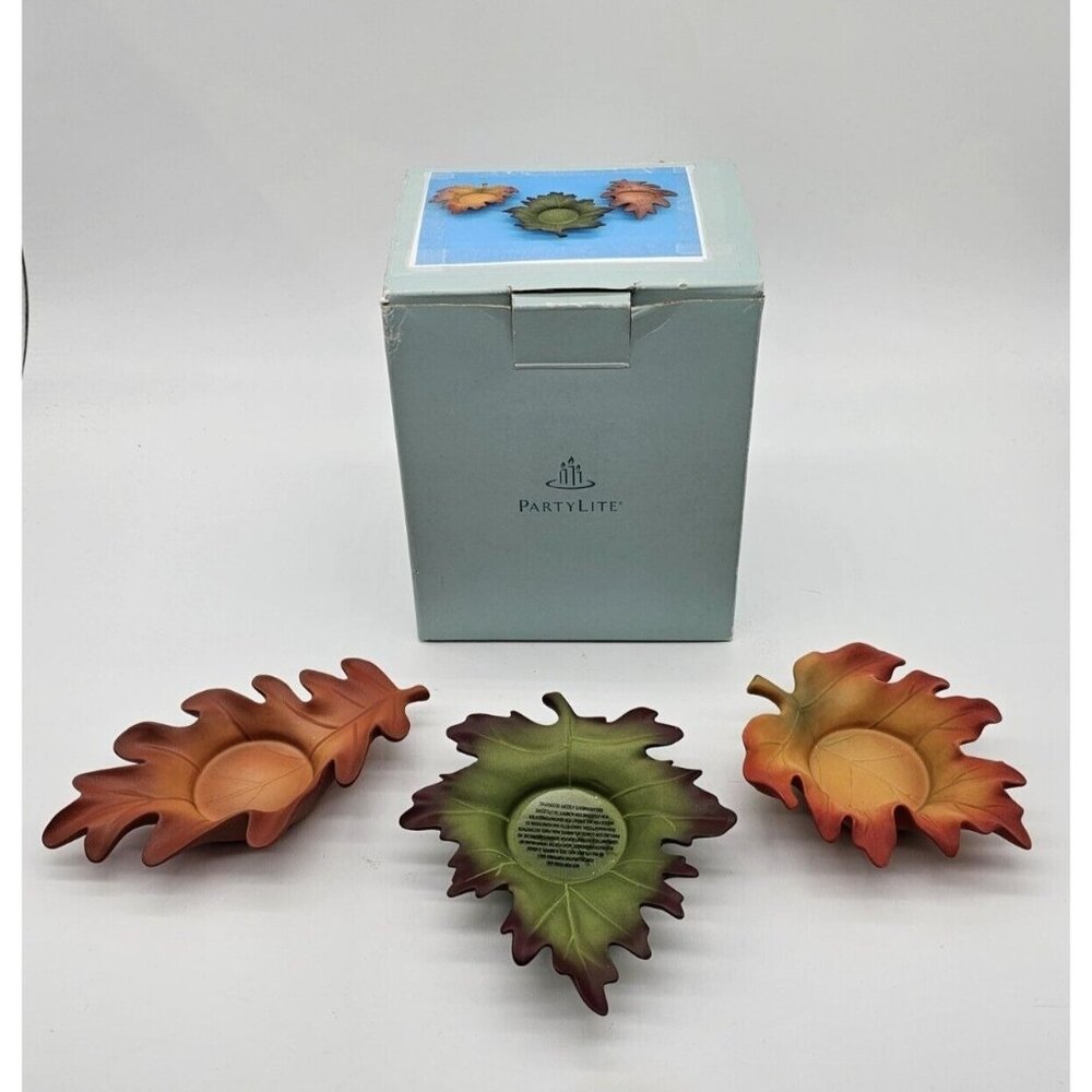 Partylite Whispering Leaves Tealight Trio Fall Thanksgiving Candle Holder P8535U